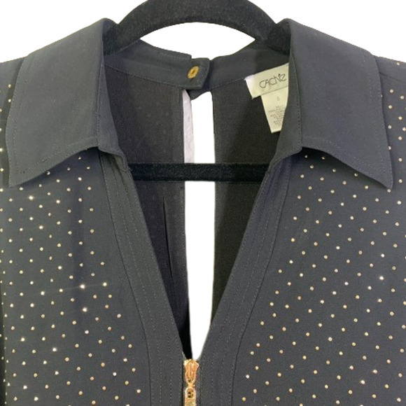 CACHÉ Black & Gold Metallic Polka-Dot Romper - Picture 5 of 16